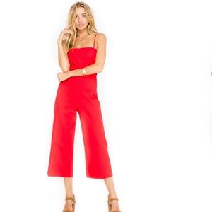 ASTR Fitted Red Linen Jumpsuit Romper - Medium